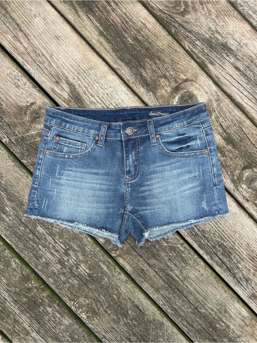 Low Rise Denim Stretch Shorts Distressed Jean Size 27
